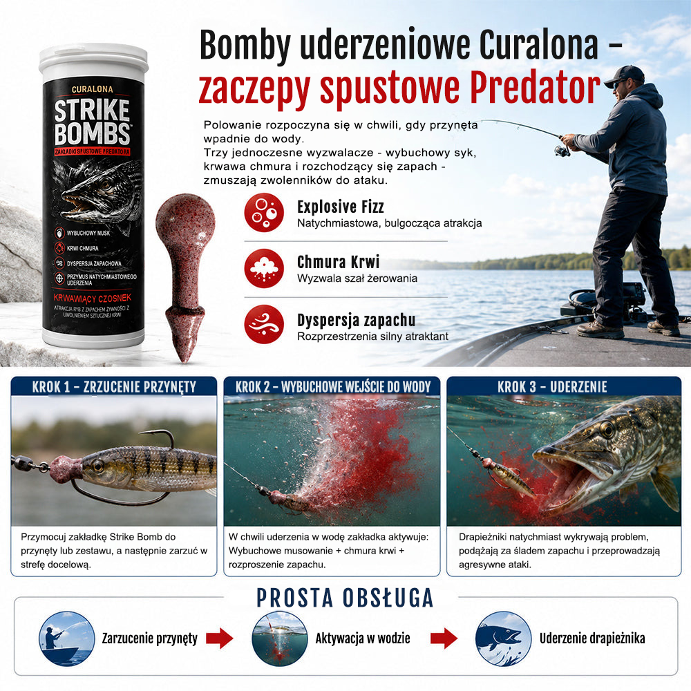 Oficjalny Sklep Markowy | ✅ Curalona® Strike Bombs — Nowa przynęta na wody słodkie i słone, która krwawi, musuje i prowokuje wielkie drapieżniki