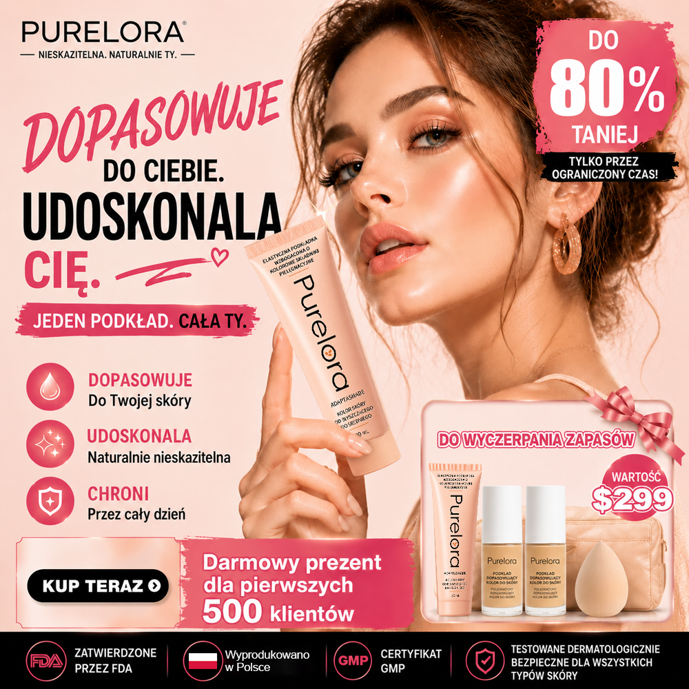 💖【Oficjalny Sklep】PURELORA® AdaptaShade Foundation — Dopasowujący się do kolorytu podkład z pielęgnacyjną formułą
