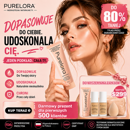 💖【Oficjalny Sklep】PURELORA® AdaptaShade Foundation — Dopasowujący się do kolorytu podkład z pielęgnacyjną formułą