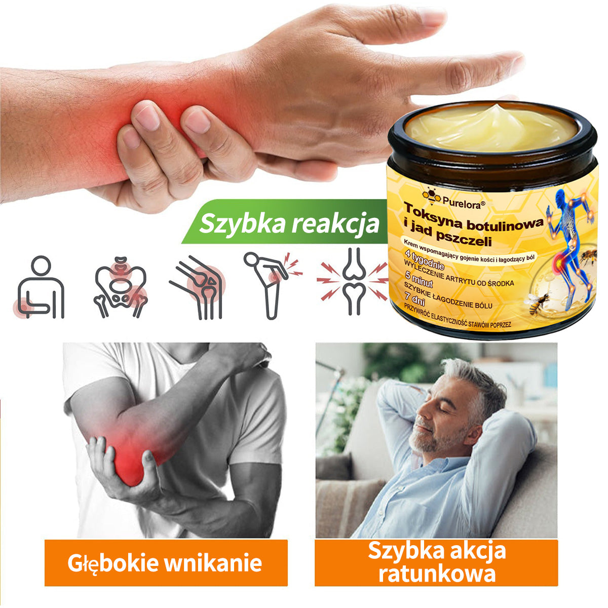 Purelora® – Krem przeciwbólowy i wspomagający regenerację kości z toksyną botulinową i jadem pszczelim