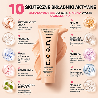 💖【Oficjalny Sklep】PURELORA® AdaptaShade Foundation — Dopasowujący się do kolorytu podkład z pielęgnacyjną formułą