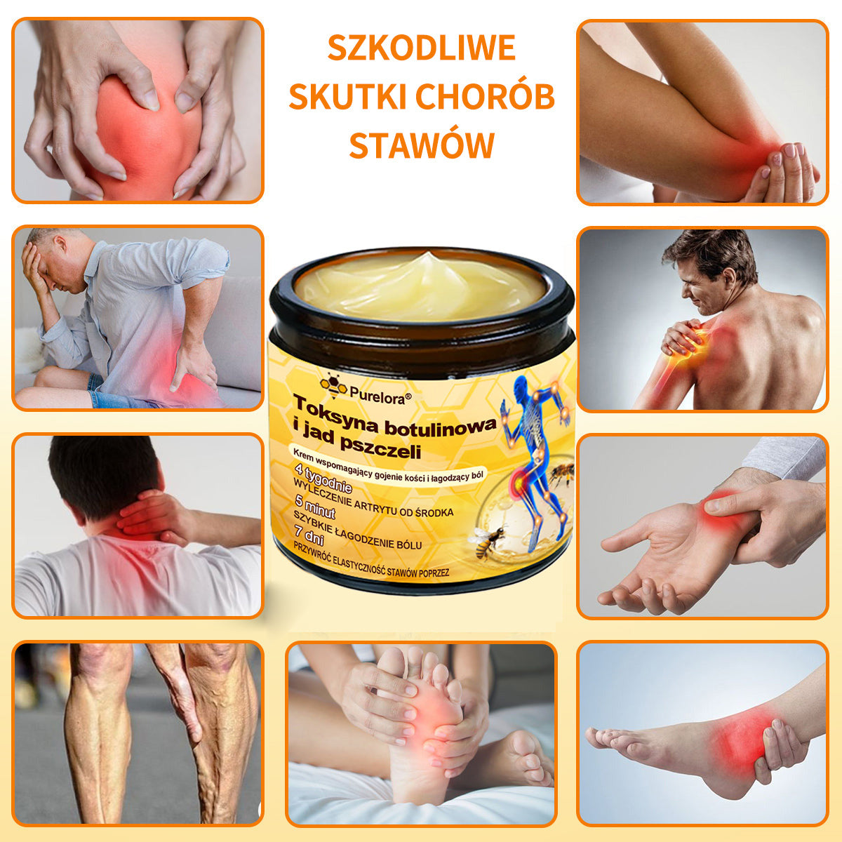 Purelora® – Krem przeciwbólowy i wspomagający regenerację kości z toksyną botulinową i jadem pszczelim