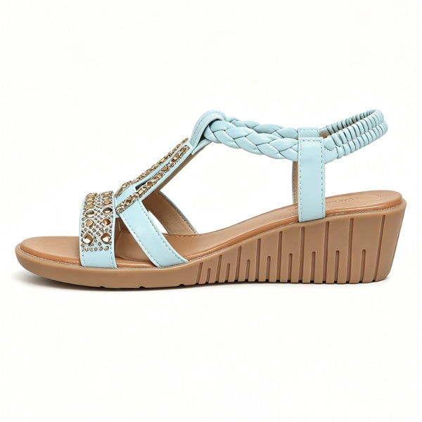 🚨 𝐃𝐄𝐑𝐍𝐈𝐄𝐑 𝐉𝐎𝐔𝐑 : 𝟖𝟎 % 𝐃𝐄 𝐑É𝐃𝐔𝐂𝐓𝐈𝐎𝐍 : ✨ Sandales compensées élégantes avec strass 👡 Soutien de la voûte plantaire | Faciles à enfiler | Confort optimal toute la journée 😎