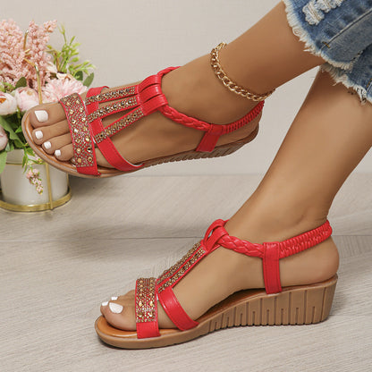 🚨 𝐃𝐄𝐑𝐍𝐈𝐄𝐑 𝐉𝐎𝐔𝐑 : 𝟖𝟎 % 𝐃𝐄 𝐑É𝐃𝐔𝐂𝐓𝐈𝐎𝐍 : ✨ Sandales compensées élégantes avec strass 👡 Soutien de la voûte plantaire | Faciles à enfiler | Confort optimal toute la journée 😎